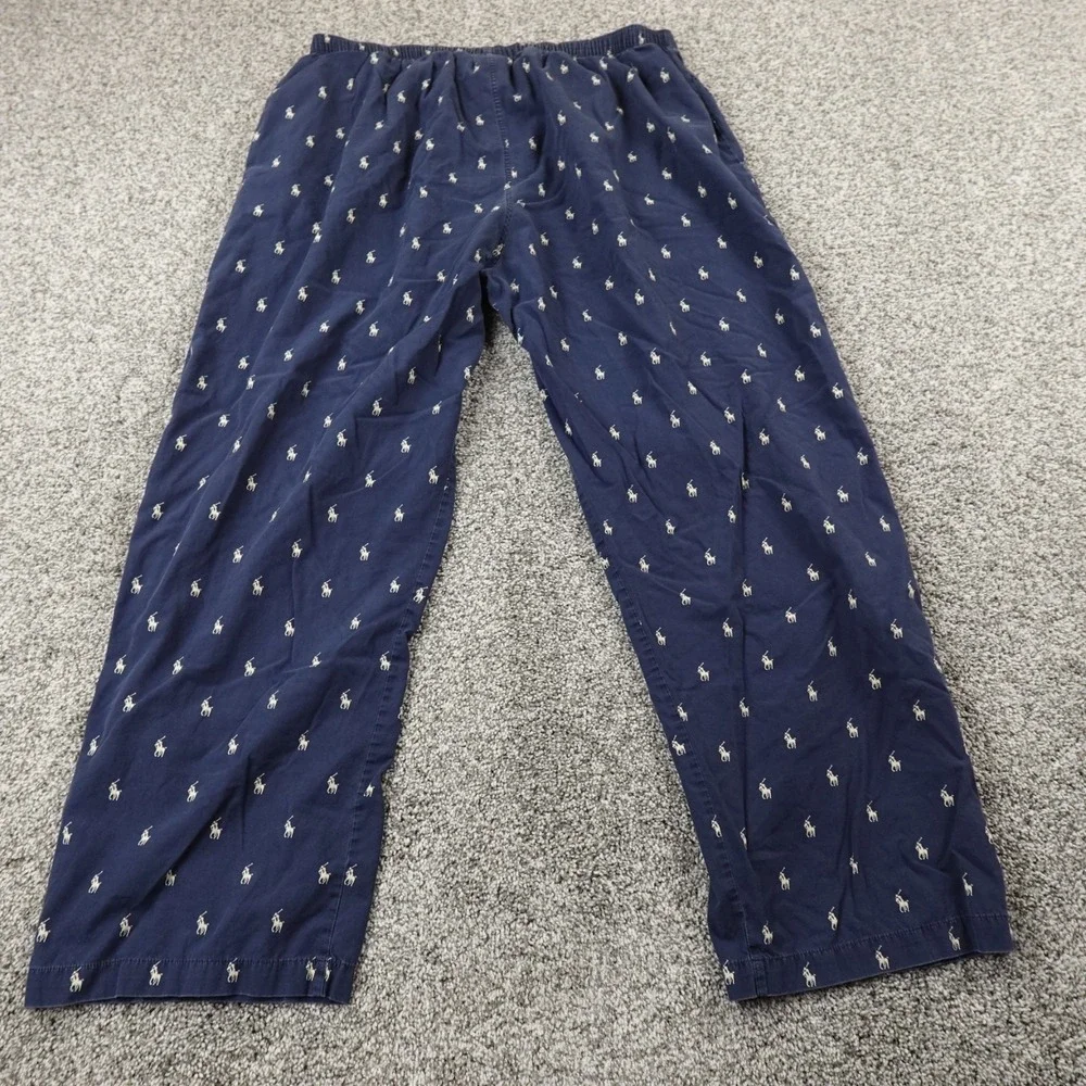 VTG Polo Ralph‎ Lauren Pant Mens XL Blue Pony Pull On Sleepwear Pajama Bottoms